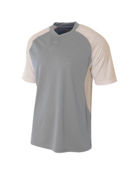 'A4 N3315 Adult Performance Contrast 2 Button Baseball Henley T-Shirt'