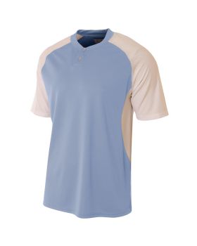 'A4 NB3315 Youth Performance Contrast 2 Button Baseball Henley T-Shirt'