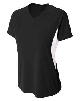 A4 NW3223 Ladies Color Block Performance V-Neck T-Shirt