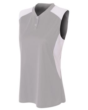 'A4 NW3318 Ladies Sleeveless 2 Button Henley'