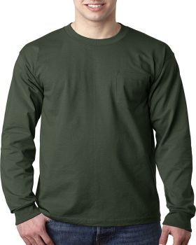 Bayside BA8100 Adult Cotton Long Sleeve Pocket T-Shirt