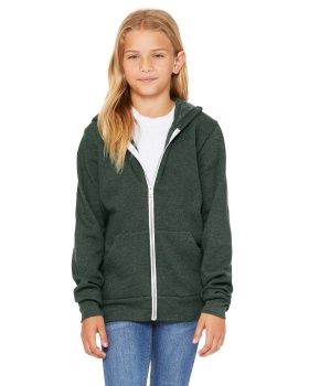 'Bella + Canvas 3739Y Youth Sponge Fleece Full-Zip Hooded Sweatshirt'