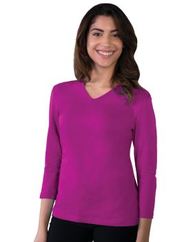 'BG4703 Ladies' 3/4 Sleeve V-Neck Tee'