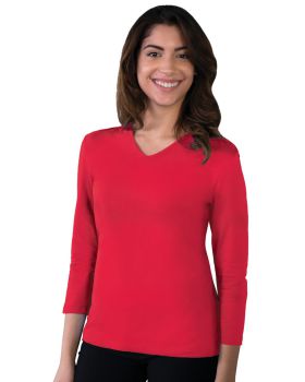 'BG4703 Ladies' 3/4 Sleeve V-Neck Tee'