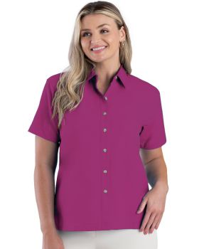 'BG6216S Ladies' S/S Superblend Poplin Shirt with Bone Buttons'