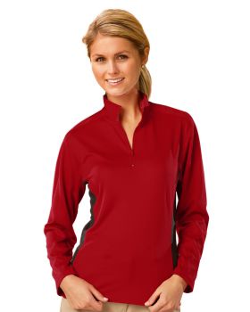 'BG6222 Ladies' Wicking L/S Zip Pullover'
