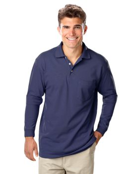 'BG7208 Adult Superblend L/S Pocketed Polo'