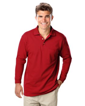 'BG7208 Adult Superblend L/S Pocketed Polo'