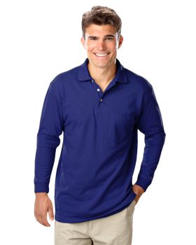 'BG7208 Adult Superblend L/S Pocketed Polo'