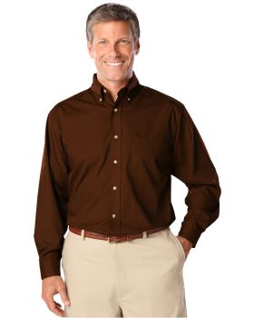 'BG7216 Men's L/S Superblend Poplin Shirt with Bone Buttons'