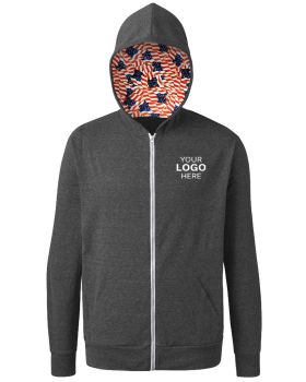 'BG7308HA Americana Triblend Contrast Zip Front Hoodie'
