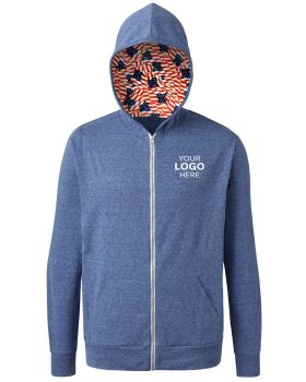 'BG7308HA Americana Triblend Contrast Zip Front Hoodie'