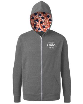 'BG7308HA Americana Triblend Contrast Zip Front Hoodie'