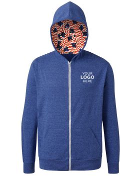 'BG7308HA Americana Triblend Contrast Zip Front Hoodie'
