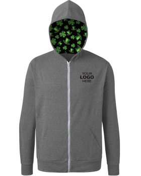 'BG7308HK St. Patrick’s themed Triblend Contrast Zip Front Hoodie'