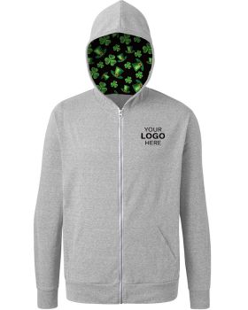 'BG7308HK St. Patrick’s themed Triblend Contrast Zip Front Hoodie'