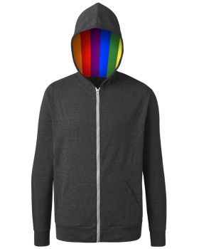 'BG7308HP Pride Triblend Contrast Zip Front Hoodie'