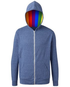 'BG7308HP Pride Triblend Contrast Zip Front Hoodie'