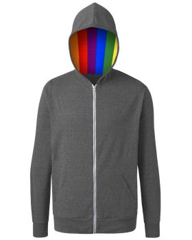 'BG7308HP Pride Triblend Contrast Zip Front Hoodie'