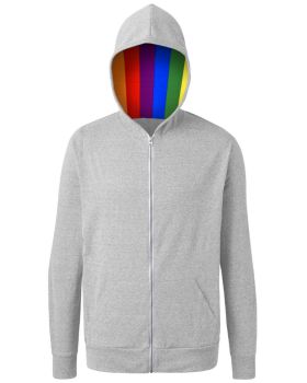 'BG7308HP Pride Triblend Contrast Zip Front Hoodie'