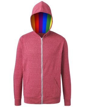 'BG7308HP Pride Triblend Contrast Zip Front Hoodie'