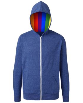 'BG7308HP Pride Triblend Contrast Zip Front Hoodie'