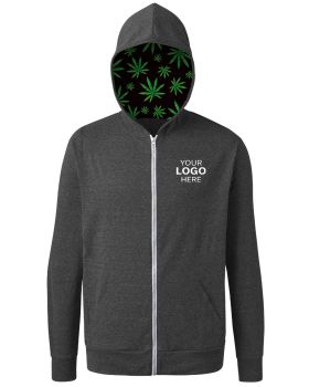 'BG7308HW Cannabis Triblend Contrast Zip Front Hoodie'