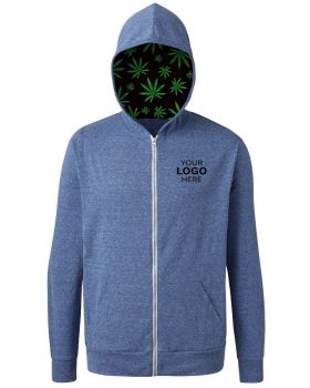 'BG7308HW Cannabis Triblend Contrast Zip Front Hoodie'