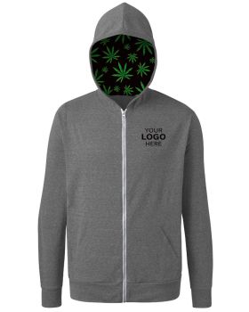 'BG7308HW Cannabis Triblend Contrast Zip Front Hoodie'