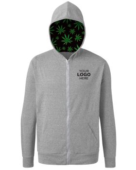 'BG7308HW Cannabis Triblend Contrast Zip Front Hoodie'