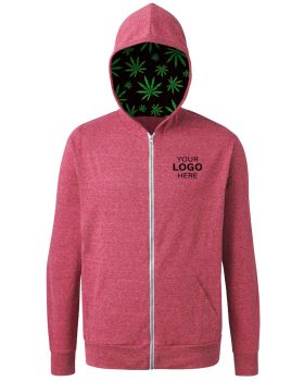 'BG7308HW Cannabis Triblend Contrast Zip Front Hoodie'