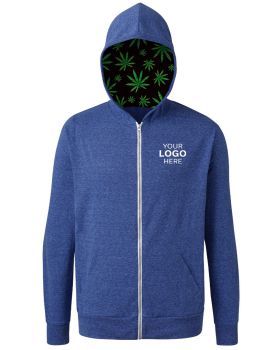 'BG7308HW Cannabis Triblend Contrast Zip Front Hoodie'