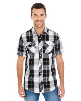 Burnside B9202 Men's Short-Sleeve Plaid Pattern Woven Shirt