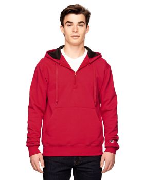 'Champion S185 Max Hooded Cotton Quarter Zip Sweatshirt'