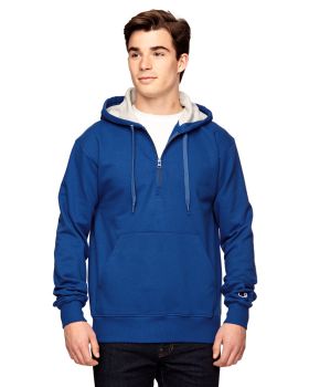 'Champion S185 Max Hooded Cotton Quarter Zip Sweatshirt'
