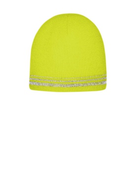 'CornerStone CS804 Unisex Lined Enhanced Visibility Beanie with Reflective Stripes'