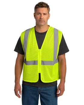 'CornerStone CSV101 Men's ANSI 107 Class 2 Economy Mesh Zippered Vest'