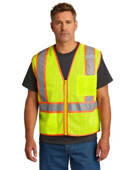 CornerStone CSV103 Men's ANSI 107 Class 2 Mesh Zippered Two Tone Vest