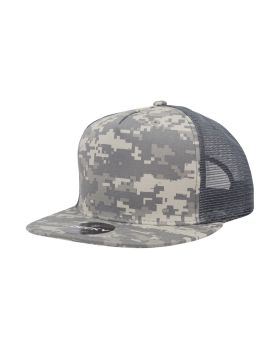 '5 Panel High Profile Structured Cotton Blend Trucker'