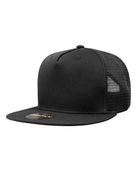 '5 Panel High Profile Structured Cotton Blend Trucker'