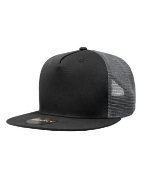 '5 Panel High Profile Structured Cotton Blend Trucker'