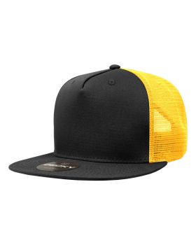 '5 Panel High Profile Structured Cotton Blend Trucker'