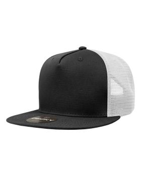 '5 Panel High Profile Structured Cotton Blend Trucker'