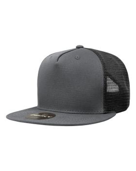 '5 Panel High Profile Structured Cotton Blend Trucker'