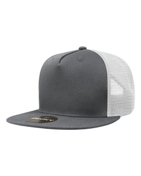 '5 Panel High Profile Structured Cotton Blend Trucker'