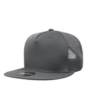 '5 Panel High Profile Structured Cotton Blend Trucker'