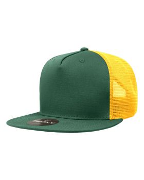 '5 Panel High Profile Structured Cotton Blend Trucker'