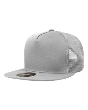 '5 Panel High Profile Structured Cotton Blend Trucker'