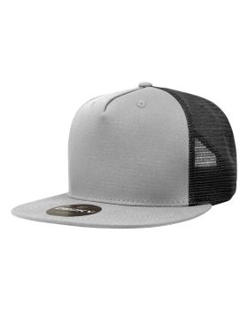 '5 Panel High Profile Structured Cotton Blend Trucker'