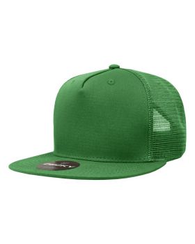 '5 Panel High Profile Structured Cotton Blend Trucker'
